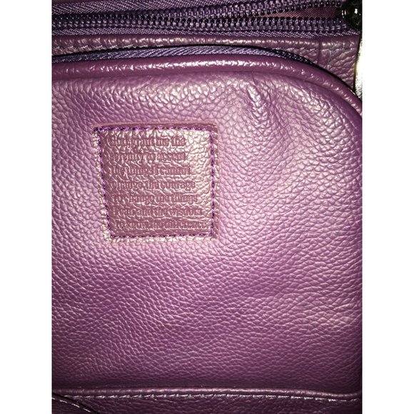 Steeltime Unisex Super Soft Deep Purple Leather Crossbody Bag with Serenity Pray - Picture 2 of 9